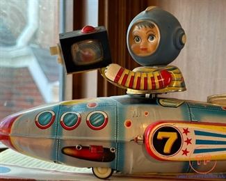 UNIVERSE TELEVIBOAT Vintage 1970's Tin Toy Spaceship 