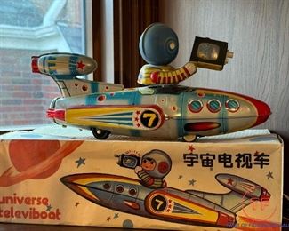 UNIVERSE TELEVIBOAT Vintage 1970's Tin Toy Spaceship 