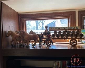 1920's LOWENBRAU Beer Advertising Horse Drawn Wagon