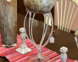 Makora Krosno Jellyfish Pedestal Art Glass Vase