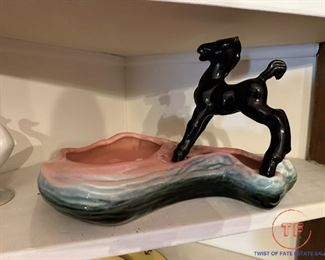 HULL Pottery Black Horse Planter