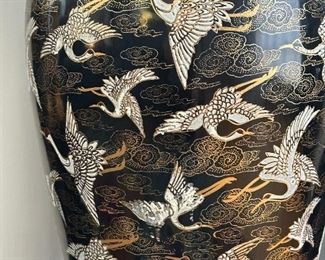 Large Chinese Black Heron Floor Vase