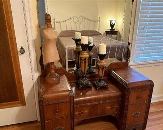 Antique Vanity with Bakelite Pulls and Inlay