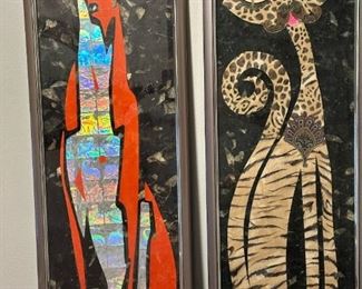 Original Mixed Media Collage "Canine" and "Feline" by KATHY LIPPOLD 