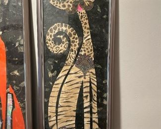 Original Mixed Media Collage "Feline" by KATHY LIPPOLD 