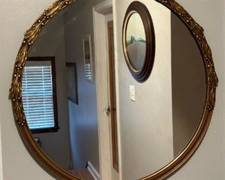 Hollywood Regency Style Round Wall Mirror