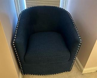 Studio 55D Fullerton Navy Blue Swivel Accent Chair