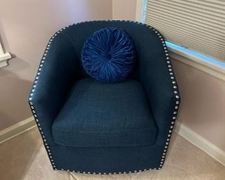 Studio 55D Fullerton Navy Blue Swivel Accent Chair
