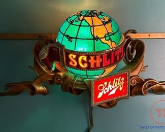 1970's SCHLITZ Beer Globe Light Up Sign - 22" x 48" 