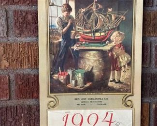 Completed 1924 Red Lion Mercantile (Colorado) Advertising Calendar