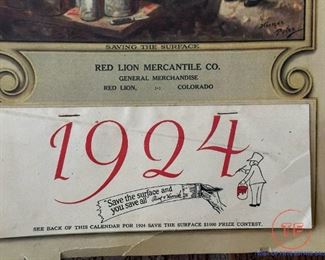 Completed 1924 Red Lion Mercantile (Colorado) Advertising Calendar