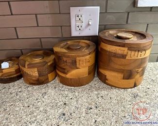 8 Piece MCM Wood Canister Set