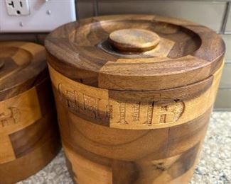 8 Piece MCM Wood Canister Set