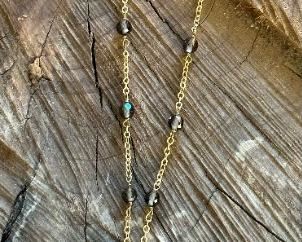 10KT GOLD Necklace with Smoky Quartz and Citrine with Peridot Pear Shaped Pendant