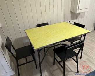 Vintage Industrial Style Table and Chair Set with Mosaic Formica Top
