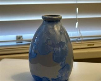 JON PRICE Blue Crystalline Glazed Pottery Vase