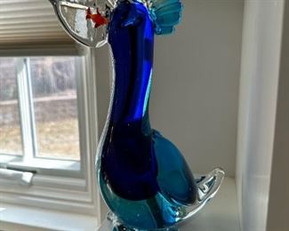 Murano Style Glass Bird with Fish