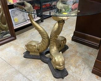 PRESALE ITEM - Vintage koi fish/dolphin table $800