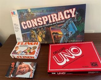 Vintage Games Uno, Flinch, Dallas, Conspiracy