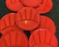 Red Enamel Luncheon Divided Plates