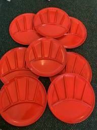 Red Enamel Luncheon Divided Plates