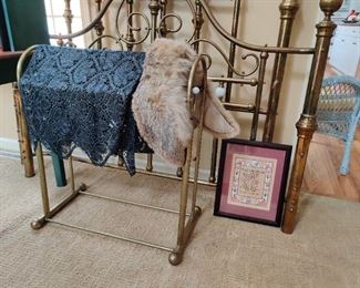 Brass Bed and Quilt rack