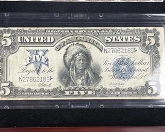 1899 U.S. $5 Indian Chief Silver Certificate w Box