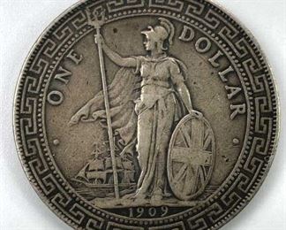 1909/8-B British Silver Trade Dollar, Overdate