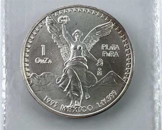 1993 Mexico Silver 1 Onza .999, Thicker Type