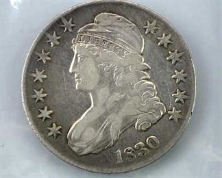 1830 Capped Bust Half Dollar, Early US 50c, VF