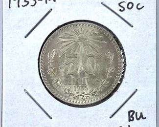 1935 Mexico Silver 50 Centavos, BU w/ Luster