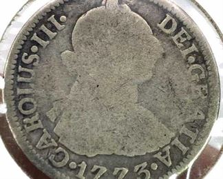 1773 Bolivia Silver 2 Reales Coin, Good