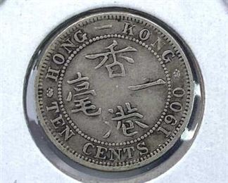 1900 Hong Kong Silver 10 Cents, Victoria
