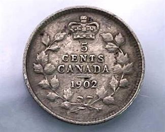 1902 Canada Silver 5 Cents