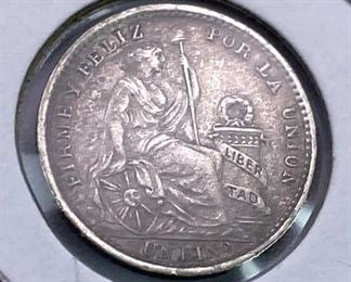 1906 Peru Silver 1 Dinero, XF