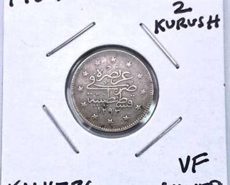 1907 Turkey Silver 2 Kurush, VF