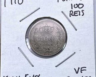 1910 Portugal Silver 100 Reis, VF