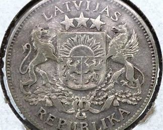 1925 Latvia Silver 2 Lati, XF