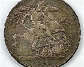 1890 British Silver Crown, VF