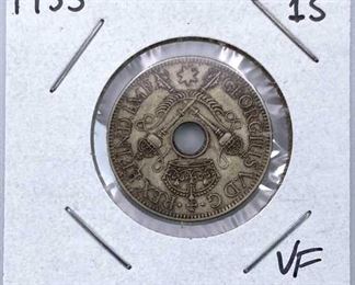 1935 New Guinea Silver 1 Shilling, VF