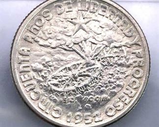 1952 Cuba Silver 20 Centavos, AU 50 Years