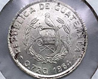 1964 Guatemala Silver 5 Centavos, BU