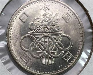 1964 Japan Silver Olympics 100 Yen, UNC