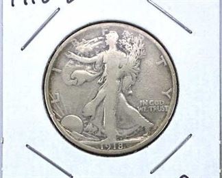 1918-S Walking Liberty Silver Half Dollar, G+