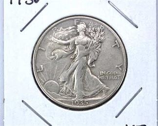 1935 Walking Liberty Silver Half Dollar, XF
