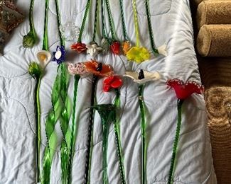 Variety of glass flowers