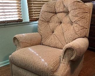 Vintage, corduroy rocking arm chair