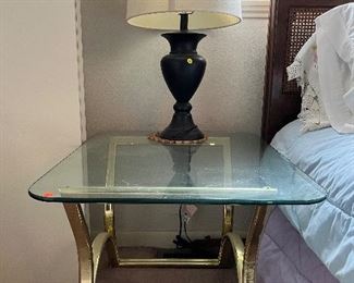 Glass and metal (gold colored) night stands (pair of 2)