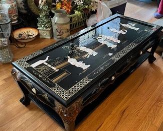 Chinese style furniture set (coffee table, side tables and wall art)