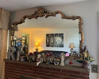 Large (4 ft. wide) wall mirror with ornate, golden frame